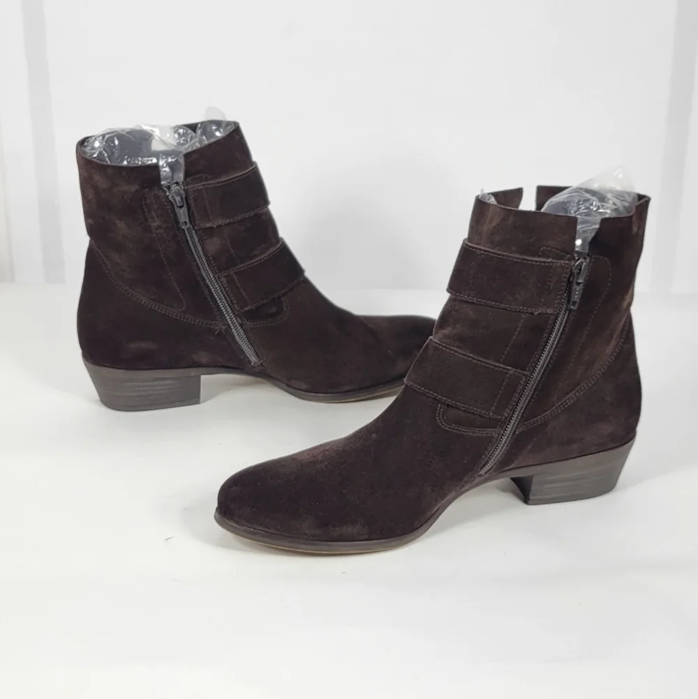 Paul Green Dark Brown Suede Ankle Booties #788 Size 5.5